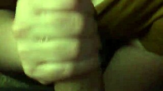 redhead amateur subtly licks and sucks balls with handjob tease.