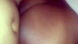 Ebony with big ass gets creampied by daddy in pussy