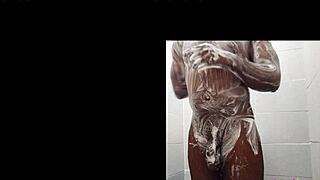 In this video an African guy shows off his erect hard cock inside the bathroom andexual self-pleasur