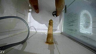 Bloody Dildo Fuck In Shower