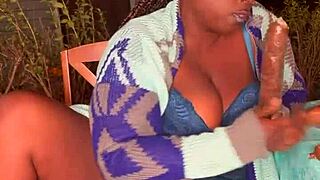 Ebony woman creates veggie dildo for solo masturbation fetish.