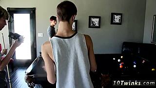 Gay Twinks In Swim Pool, Cues And Balls At The Ready