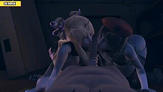 hentai 3d hs13: two teen 18+ babes giving blowjobs and doggystyle creampie to lucky guy 😍