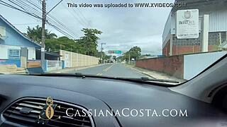 Blonde tattooed amateur gives blowjob in homemade threesome.