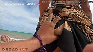fucking the latina babe with dreads under the cliff in public.