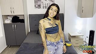 Watch tattoo latina teen masturbate in casting.