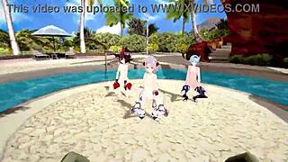 genshin impact mmd dance con calma with noelle amber eula