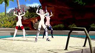 MMD taniec Genshin Impact Con Calma z Noelle, Amber i Eula