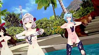 genshin impact mmd dance con calma with noelle amber eula
