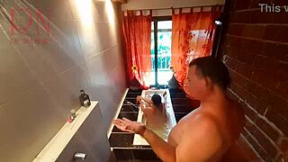 Intimate bathing session, caught on hidden camera… of curvy housewife