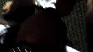 Ebony girl gags on cum deepthroat