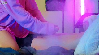 blonde couple jerks off cock to orgasm