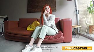 Hey, watch this shy redhead Colombian stun her fake casting agent!  