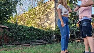 Latina neighbor sucks on my land