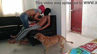 Stepsister puts mask on me and milks me in the living room intensely