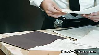 The cop gets rimmed and then anal fucked by the suspected gay hunk with a big cock