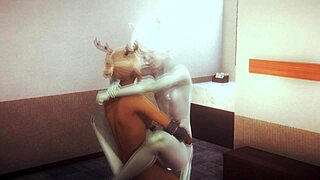 furry yaoi hentai - katt gutt knullet av to futanari jenter i sissy crossdress japansk anime