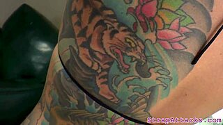 Inked Mistress Pegging Sub and Getting Banged Hard