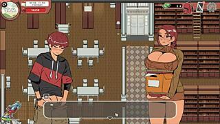 Flashing cock to nerdy girl in public library during spooky milk life hentai game episode 18