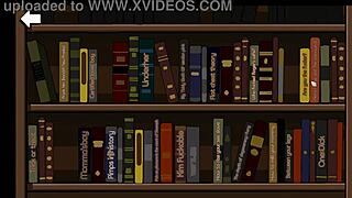 Flashing cock to nerdy girl in public library during spooky milk life hentai game episode 18