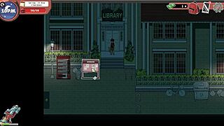 Flashing cock to nerdy girl in public library during spooky milk life hentai game episode 18