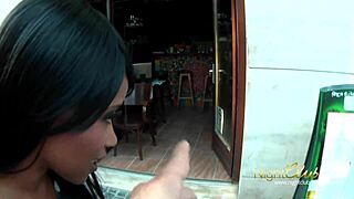 dirty black slut giving a blowjob outdoor with interracial action