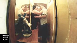 Slamming Fat Spanish Amateur Between Tight Walls for Cumshot