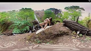 Hot yanks milf tasty luscious rubs vibrator outdoors for climax