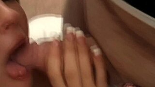 Girl on girl action with lucky guy getting oral