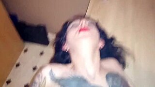 fucking horny secretary with dildo play and facial cum on glasses