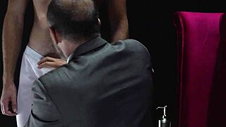 gay bishop subtly uses dildo for taboo masturbation in uniform.