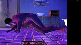 Dragged From The Shower And Taken On The Bathroom Floor In Cartoon Bathing Scene With Intense Fucking