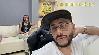 Watch this beautiful tattooed girl start her porn career with a sloppy deepthroat