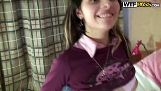 Analia Flores anal sex debut, young brunette American amateur