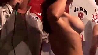 i'm miss sexy fishnets competing in the fantasy fest key west wet t-shirt contest