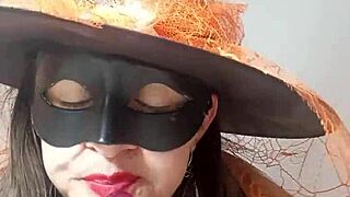 Erotic Halloween celebration turns steamy solo session for Curvy wife