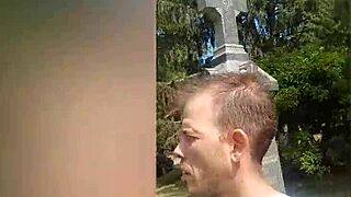 i love watching this milf get her shaved pussy pounded outdoors in part 1