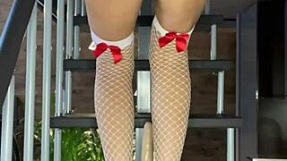 Hot Milf Fucks Herself Hard on Stairs to Climax