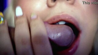 pretty blonde teen shows her skills close to the camera