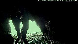 at the beach, hidden in the cave with my flexible partner