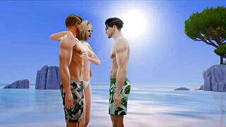 Beach stroll turns wild with Taylor and Joe in 3D hentai action.