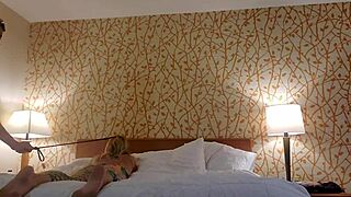 A blonde babe with small tits takes a monster cock in her pussy