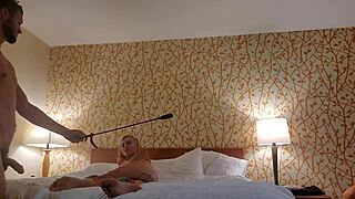 A blonde babe with small tits takes a monster cock in her pussy