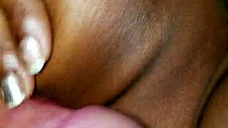 amateur titfuck and cumshot in interracial blowjob action