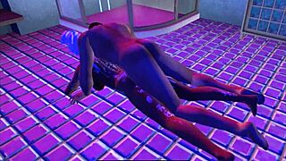 dragged from the shower and taken on the bathroom floor in cartoon style