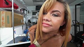 Good Looking Blonde Takes Director's Big Black Cock Deep