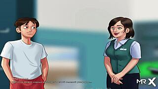 Summertime Saga - Take And Touch My Breasts With Groping And Blowjob