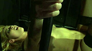 Lezdom babe toys bound sub's wet pussy in stockings!