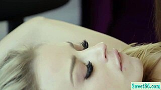 Blonde masseuse izzy lush gives massage, kisses, and muff dives on anna's pussy.