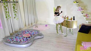 petite girl in bee costume feels emotional sucking cocks